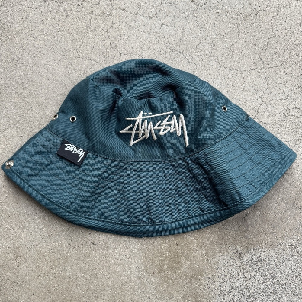 Vintage 90s Stussy Bucket Hat Green/Blue
